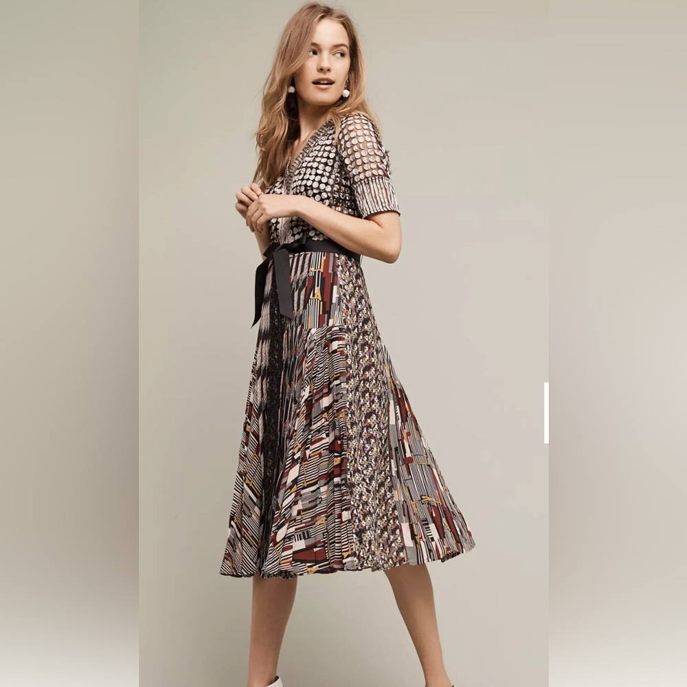 Byron Lars Anthropologie Paillette Pleated Dress